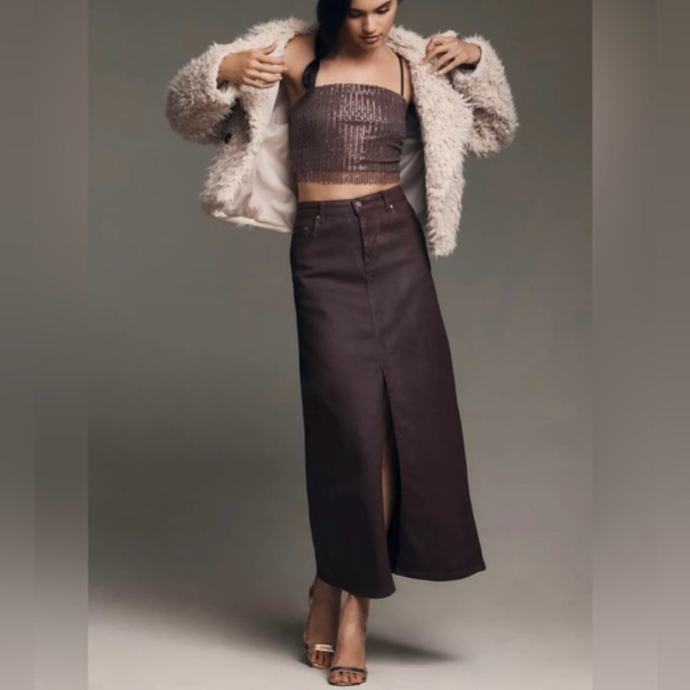 Anthologies Pilcro The Madi Front-Slit Denim Skirt